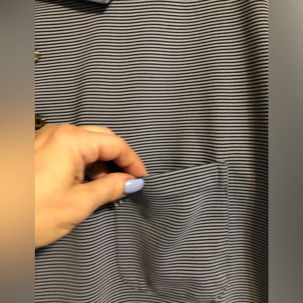 2X Men's Gray Striped Polo Shirt - Picture 6 of 13
